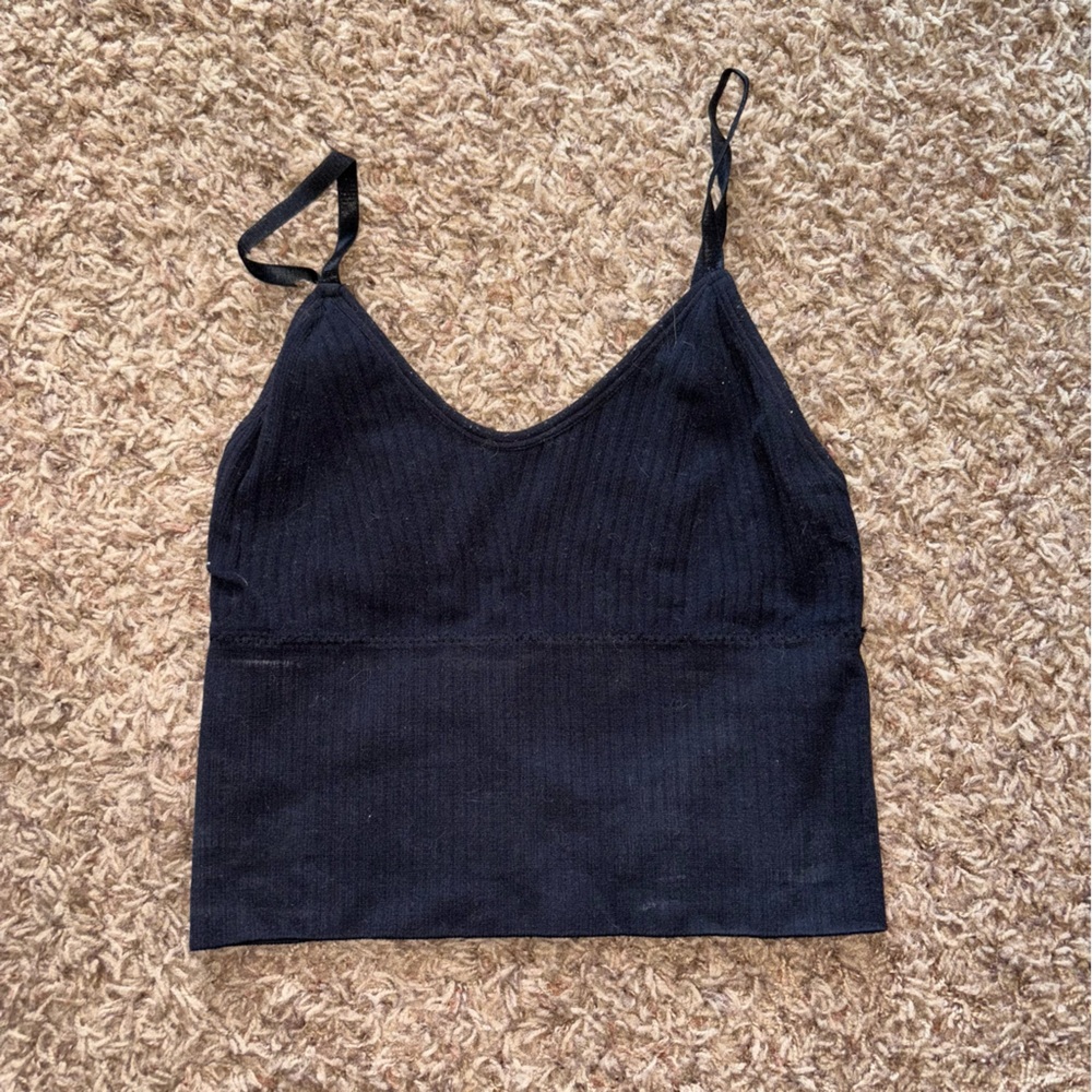 Black Ribbed Tank Top